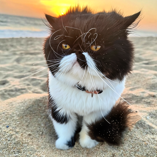 Cyrus the Persian Cat at the Beach
